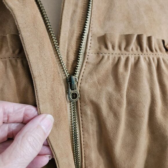 Juicy Couture Leather Knit Jacket Womens Medium Tan Camel Y2K Vintage Western - Picture 2 of 15